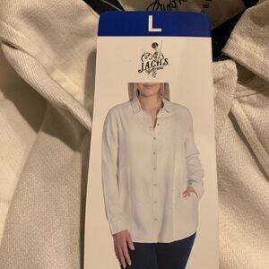 New JACHS Girlfriend Cream Button Down Shirt Sizes Large